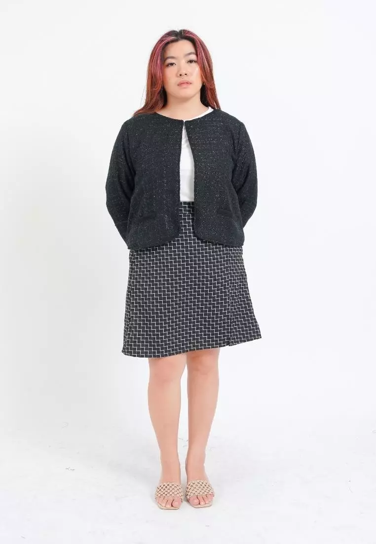 Plus Size Blazer Coco Tweed Black