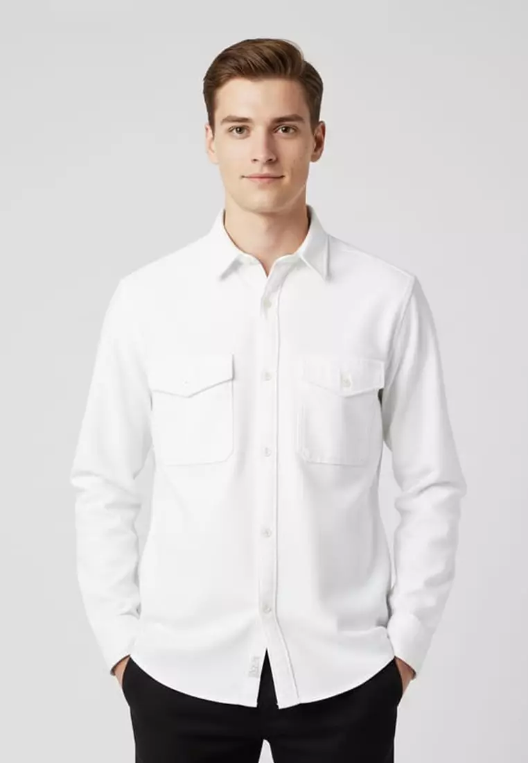 Jual Edwin Jeans JIRO WHITE Kemeja Lengan Panjang Pria Top Man
