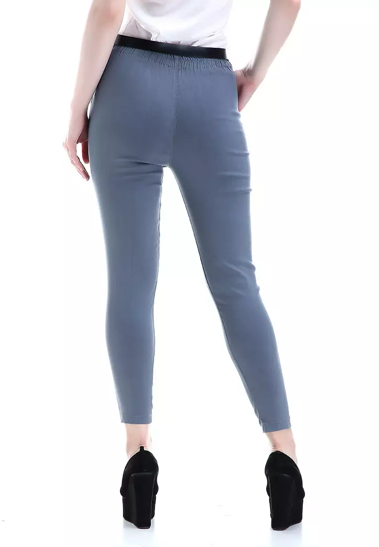 Hazel Celana Chino Wanita Bawahan Kasual Baggy Pants Woman - Light Grey