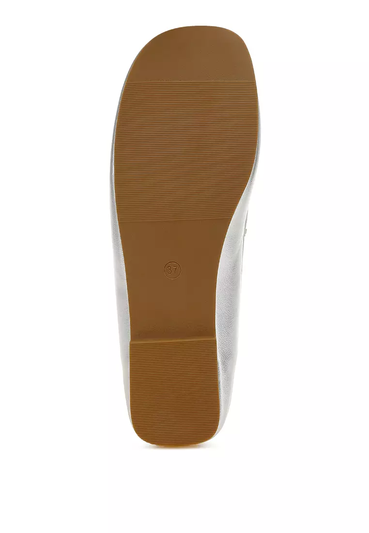 Metallic Pleather Loafers in Silver