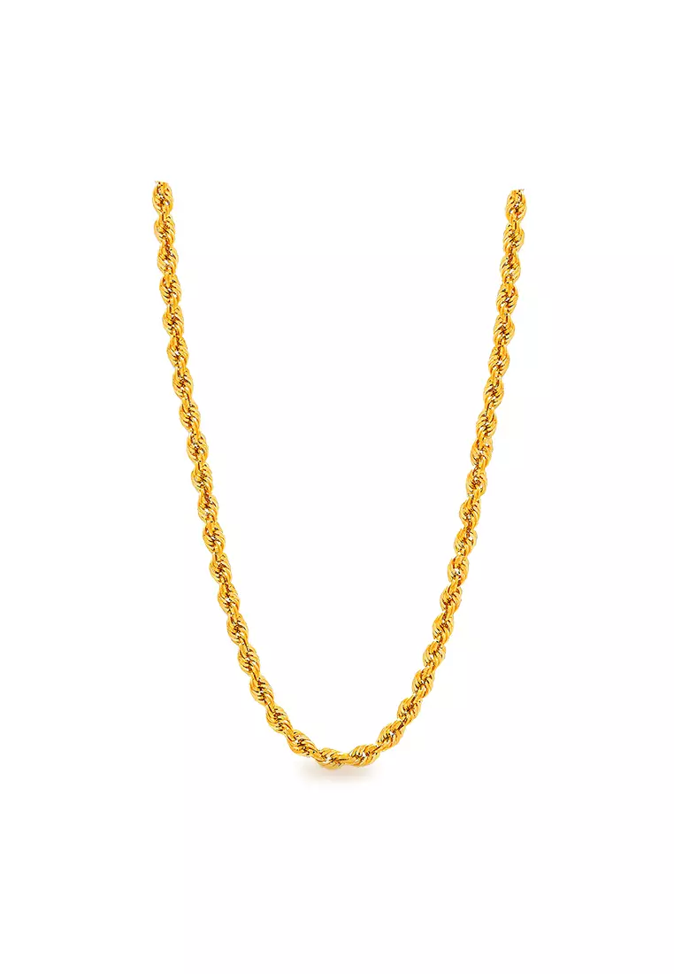375/9K Gold Hollow Rope Chain Necklace R004 (2.40MM, 44CM)