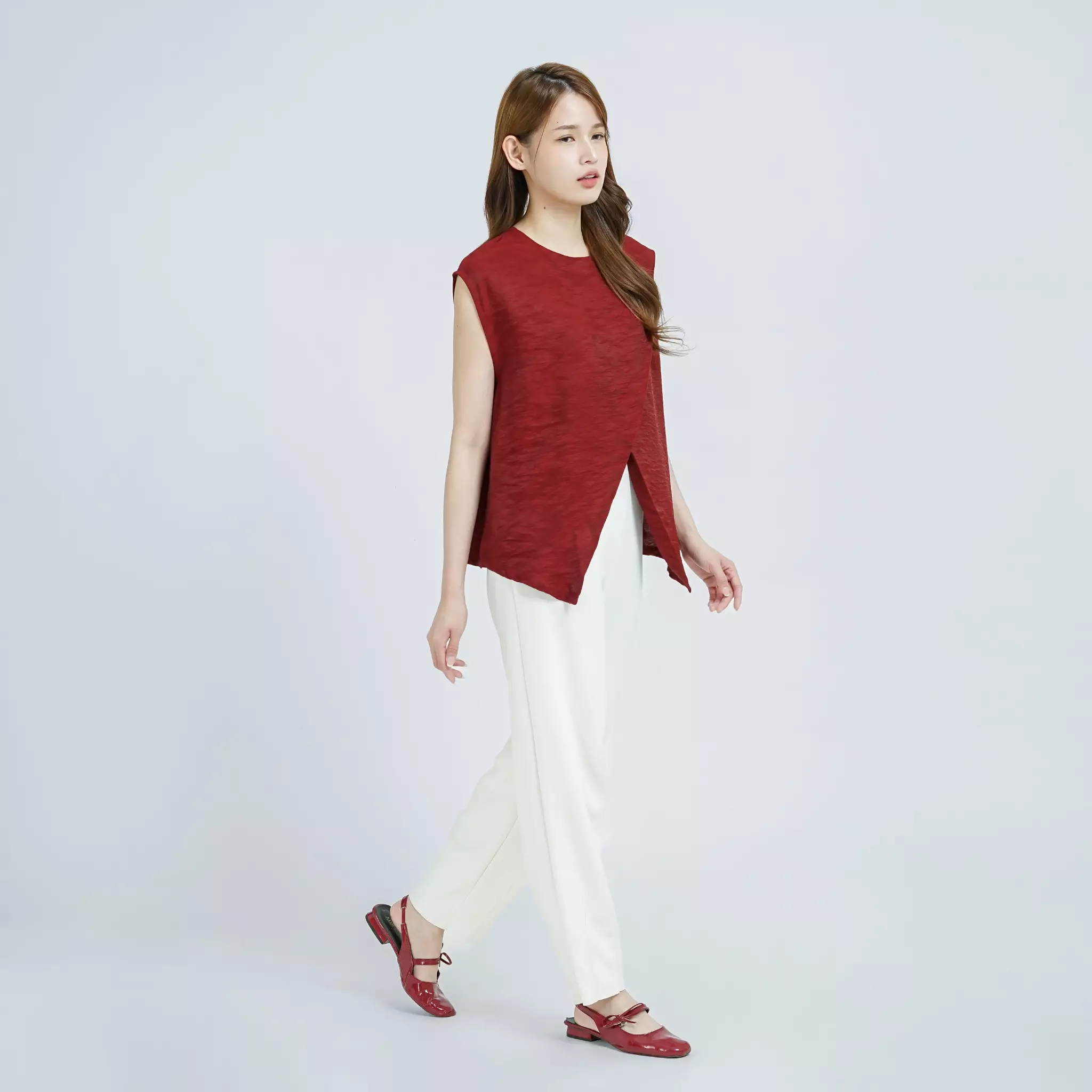 Abby Overlapping Layered Top Maroon