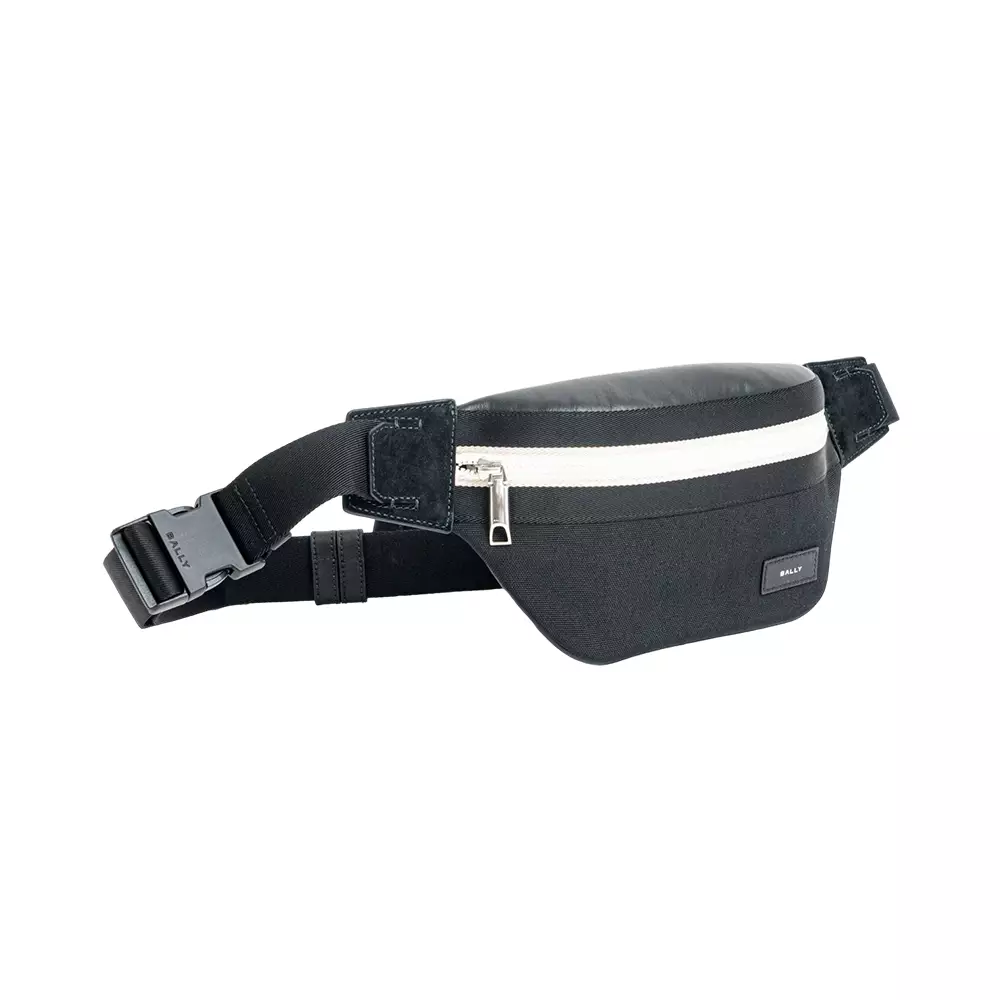 Jual BALLY Bally Bord Leather and Canvas Bumbag Black/White Original ...