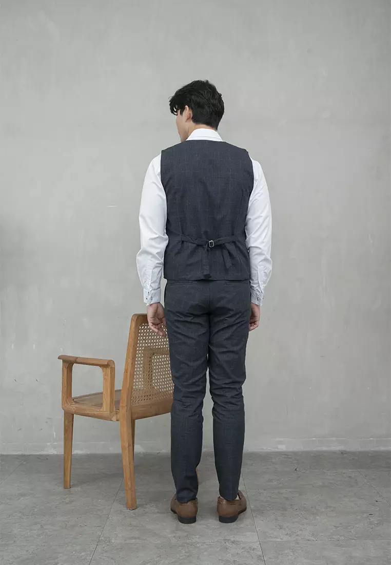 Houseofcuff Vest / Rompi Formal Biru Kotak Navy Waistcoat Wedding Tuxedo