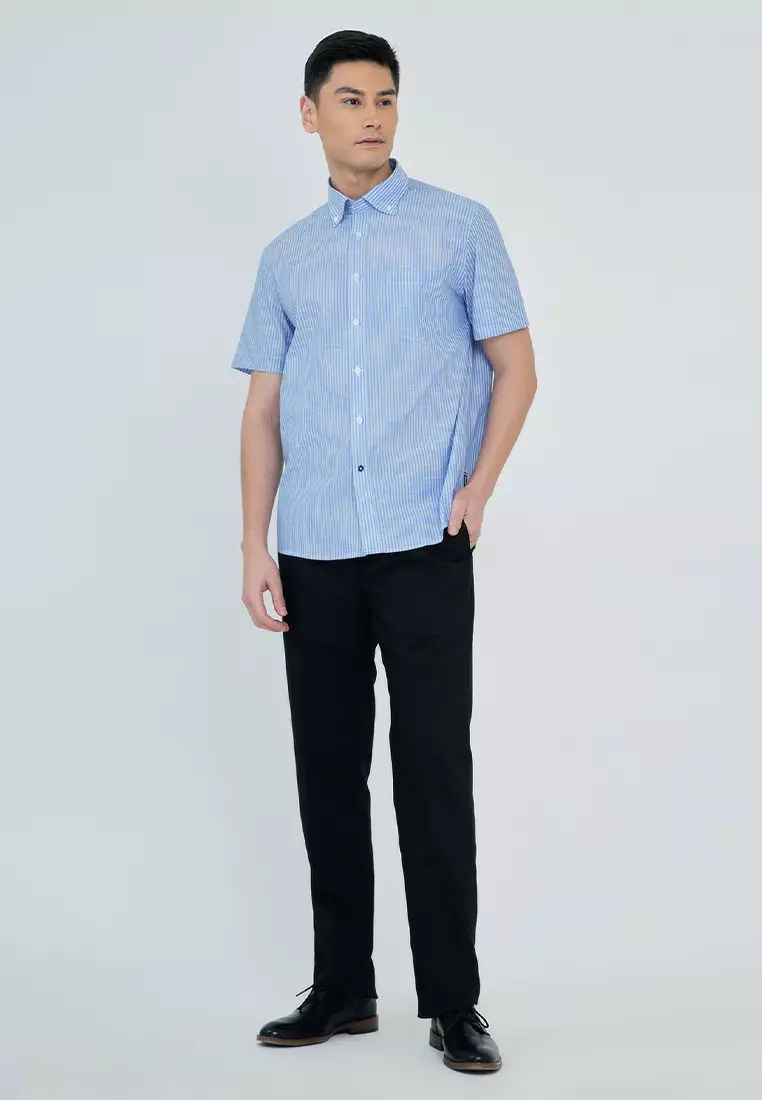 Stripes Button Down Casual Short Sleeve Shirt