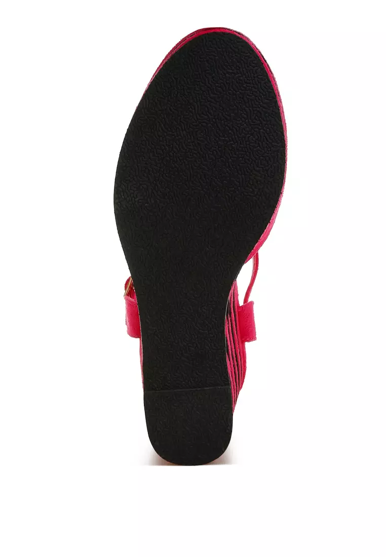 Dual Tone Wedge Sandals in Pink