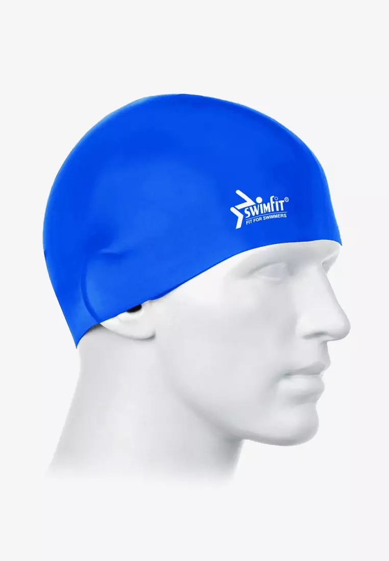 Buy Swimfit High Quality Silicone Solid Swim Cap Blue 2024