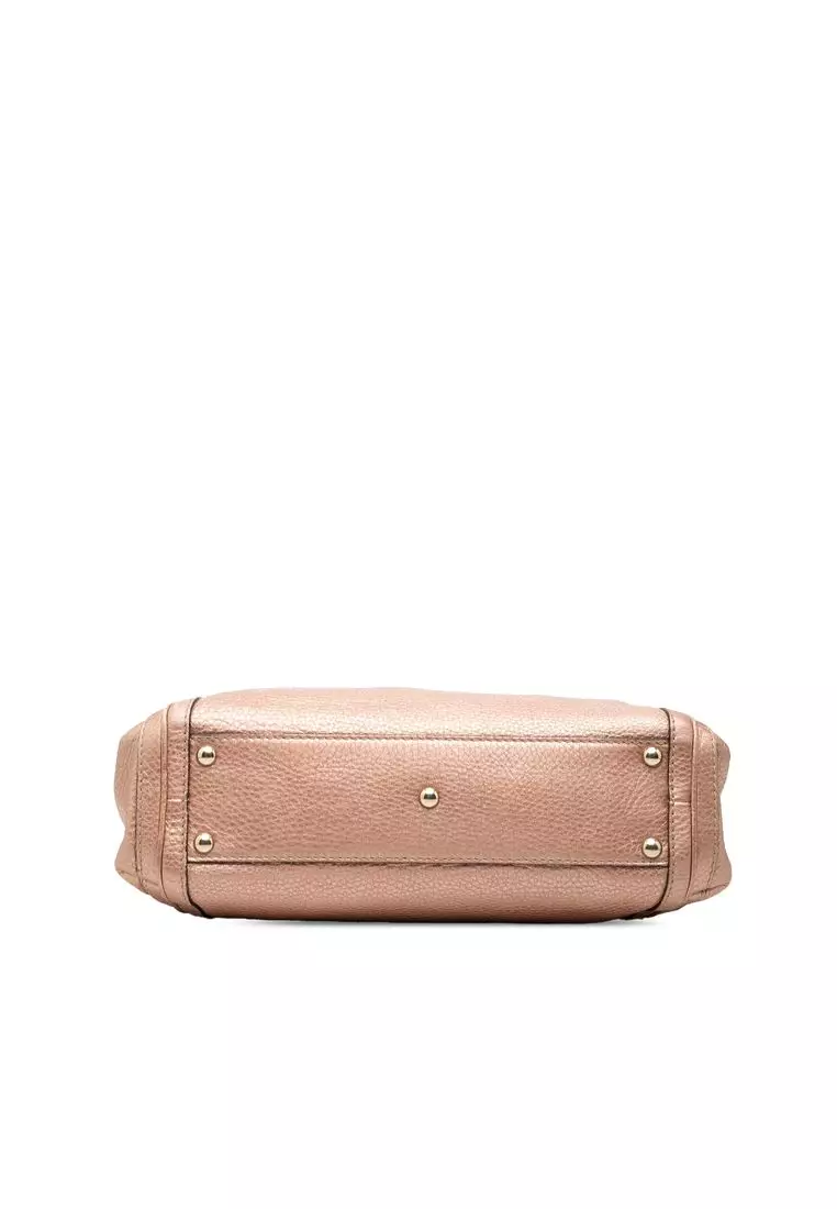 Pre-Loved Gucci Metallic Pebbled Calfskin Bella Satchel