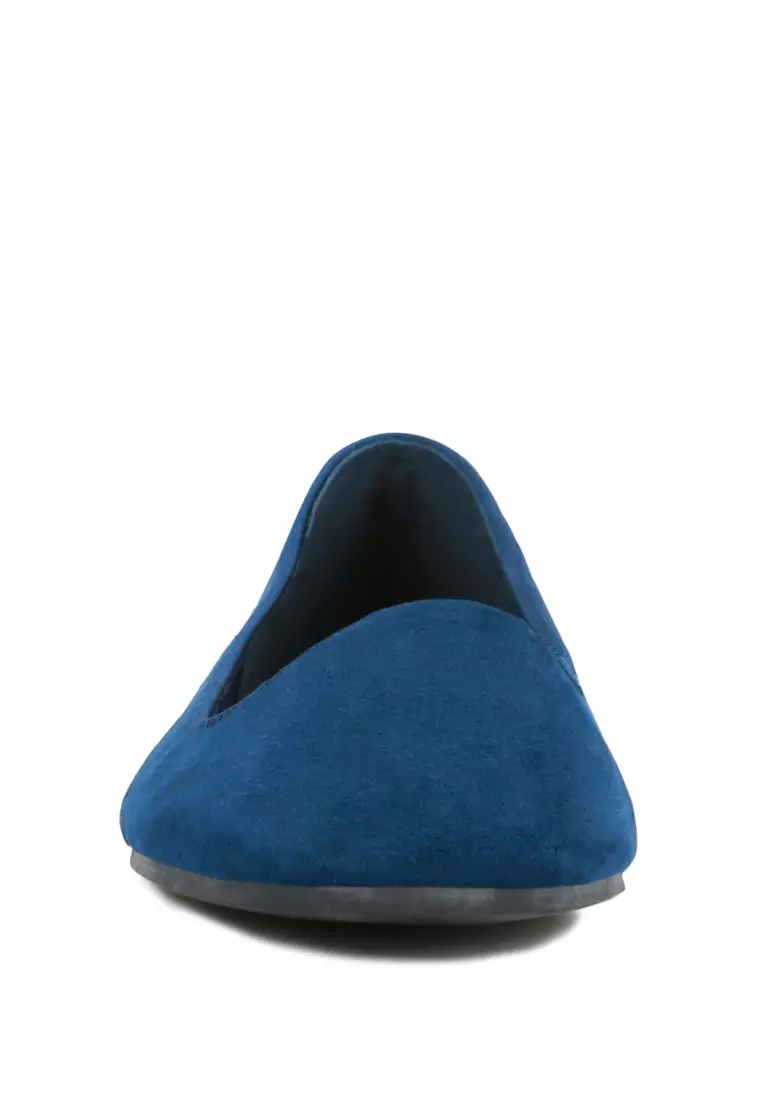 Navy Microfiber Casual Ballerinas