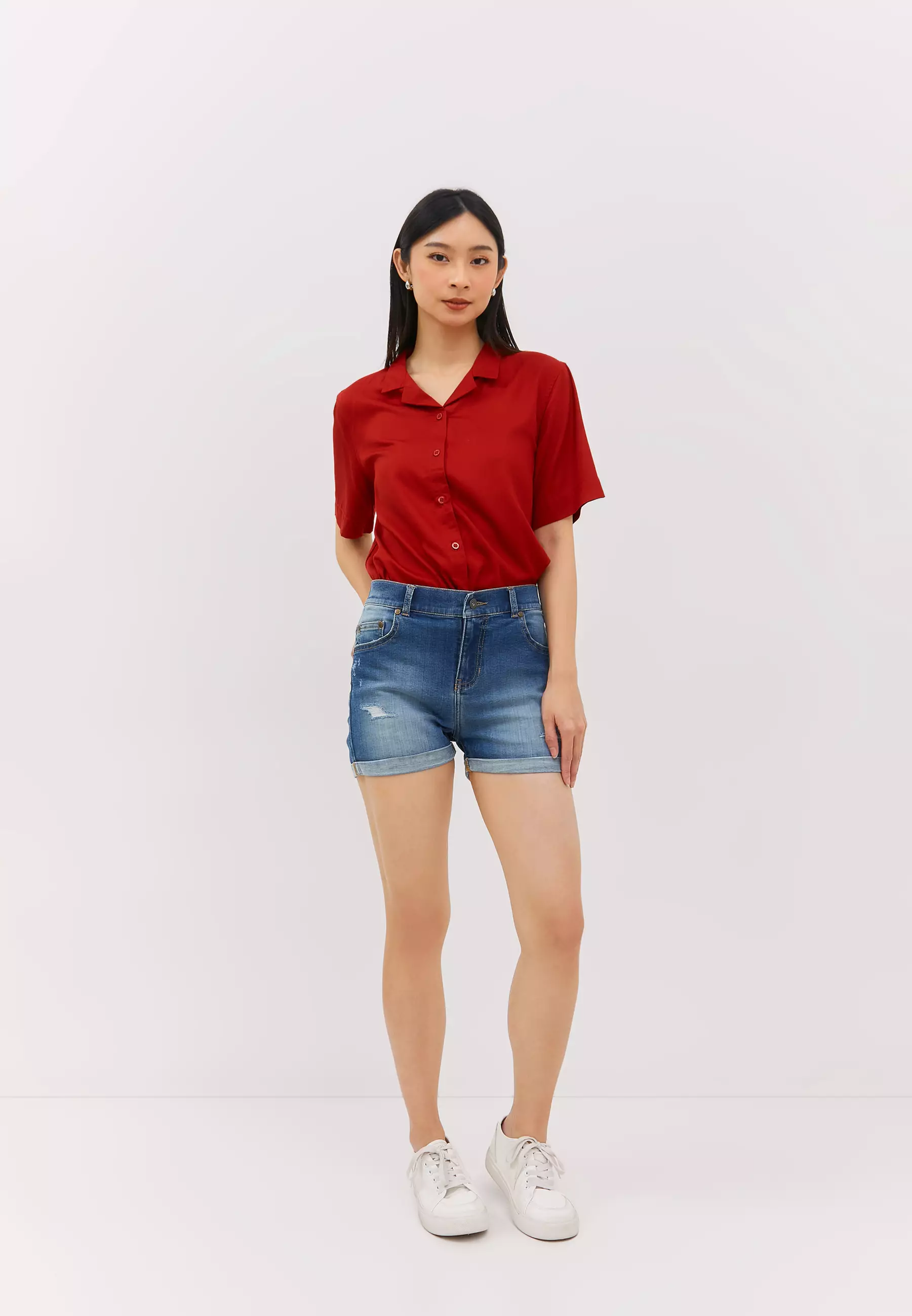 Short Jeans Folded Destroy Medium Blue (G.3511)