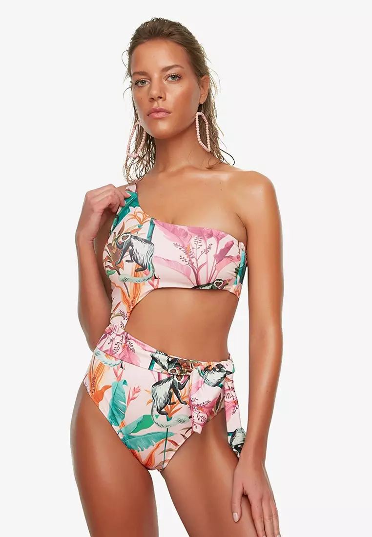 Cut out one hot sale shoulder swimsuit