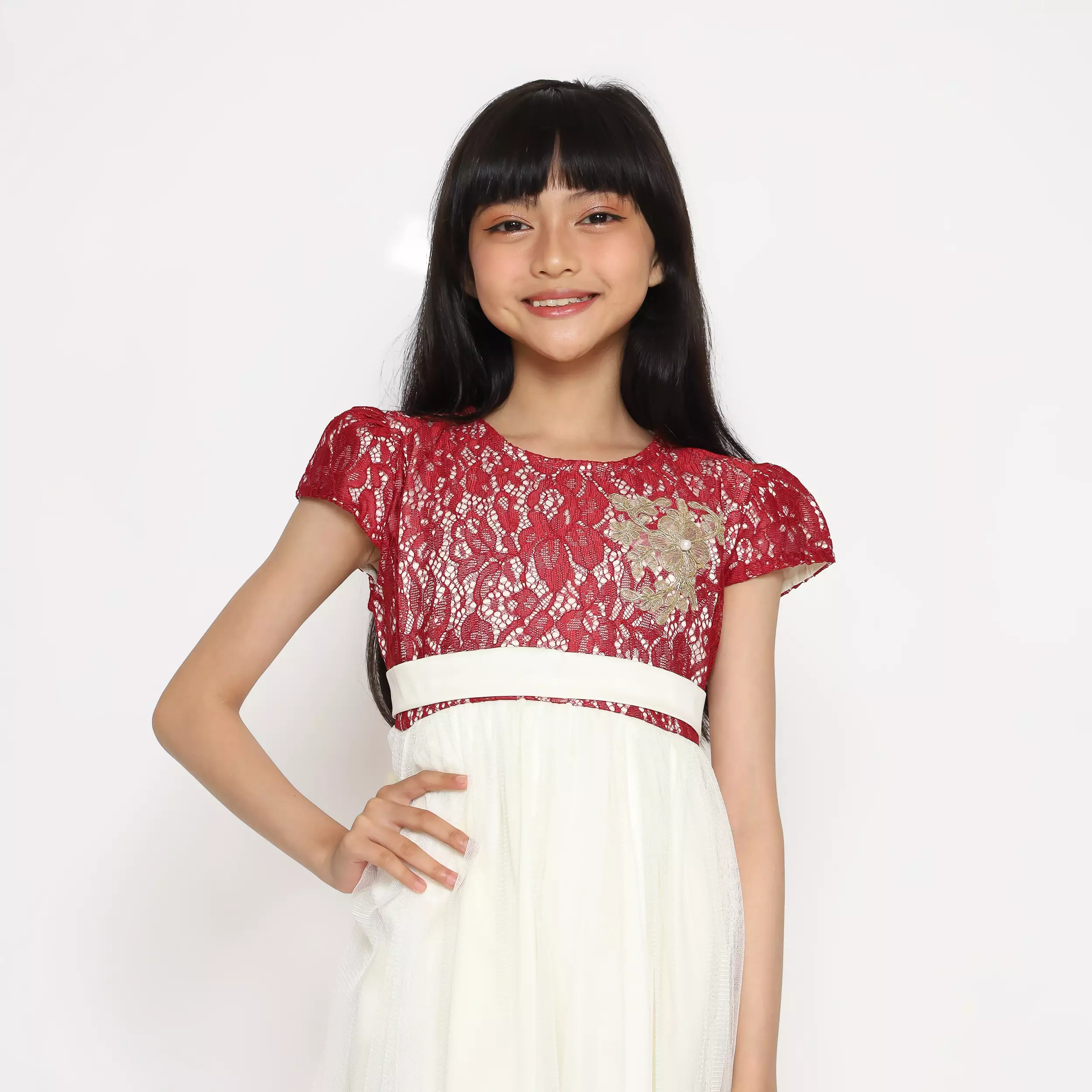 Dress Anak Perempuan Brokat Tile Red - CUTE