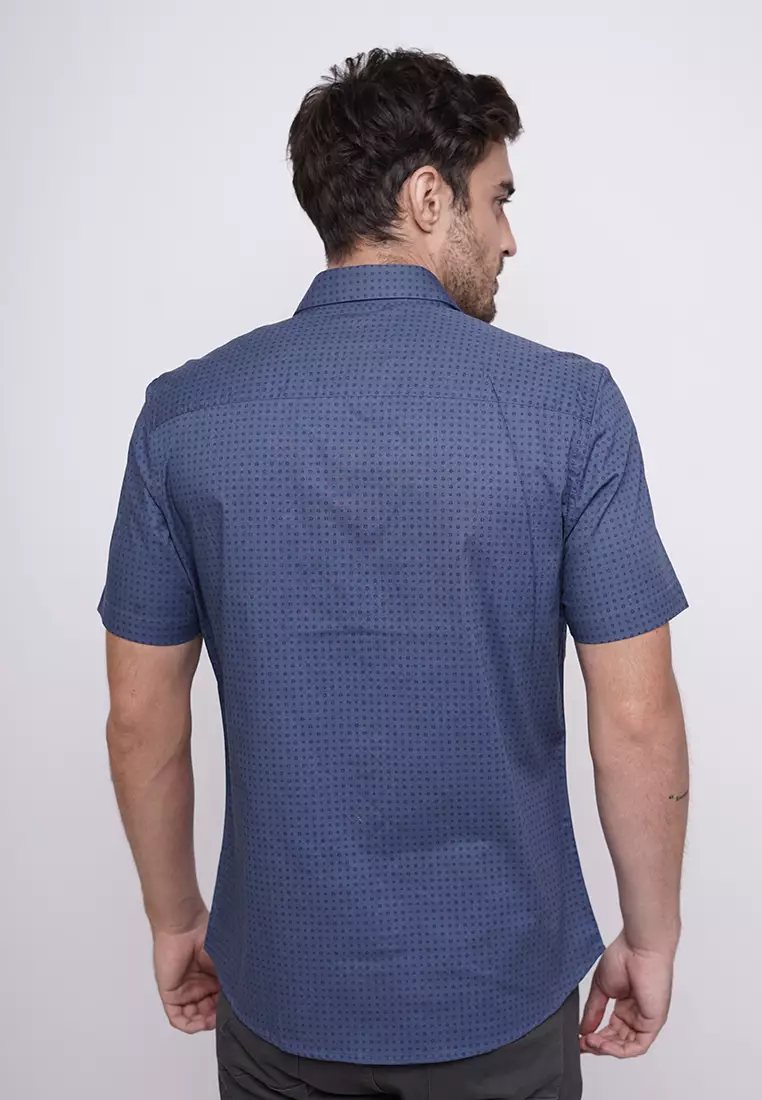 Johnwin Kemeja Formal Kemeja Motif Biru Tua FSH.650.K392.881.C