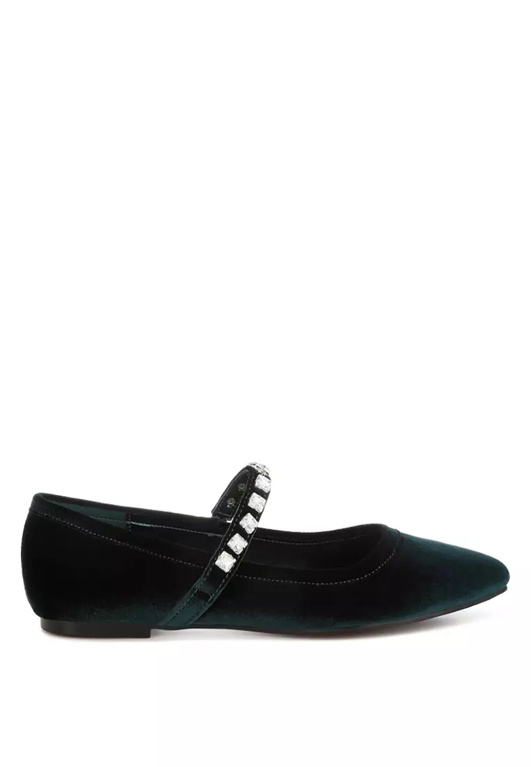 Discount on Rag & CO.  shoes - SKU: Velvet Mary Jane Ballerinas in Green