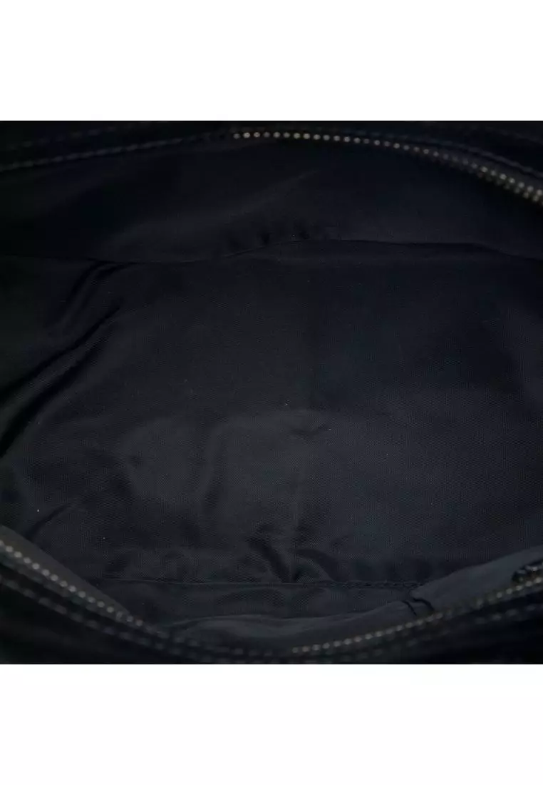 Pre-Loved Burberry Beat Check Nylon And Patent Lowry Satchel