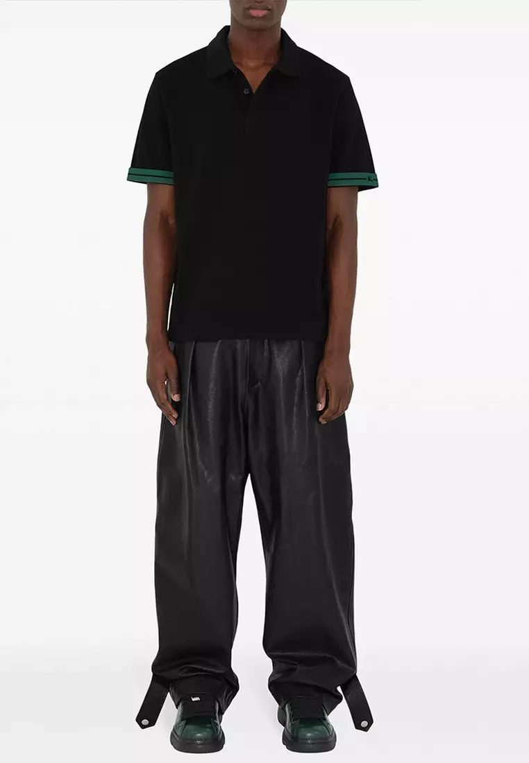 Buy BURBERRY Striped-Cuffs Polo Tee in Black 2026 Online | ZALORA