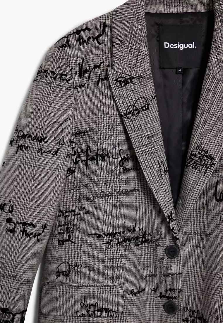 Blazer with lettering and checks