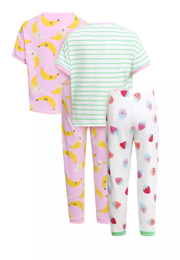 2pack Cotton Rich Fruit Print Pyjamas