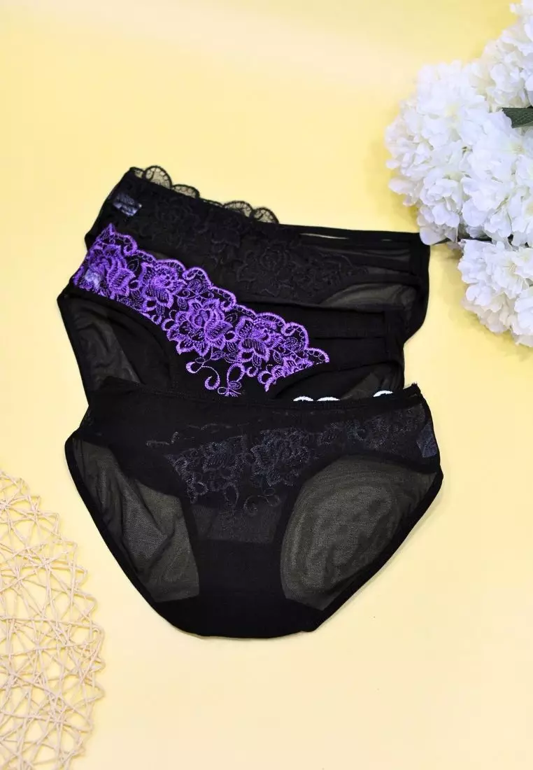 3 Pack Daphne Brief Sexy Lace Panties Bundle B