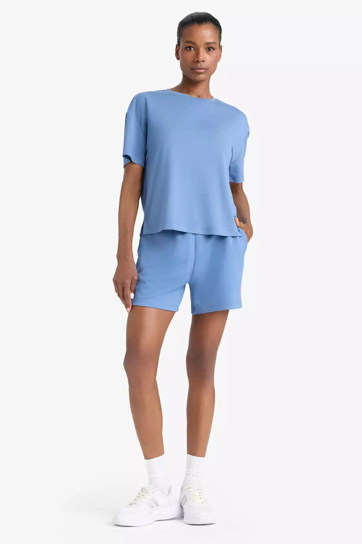 Defactofit Oversize Wide Fit Crew Neck Modal Short Sleeve T-Shirt E2932Ax25Sm