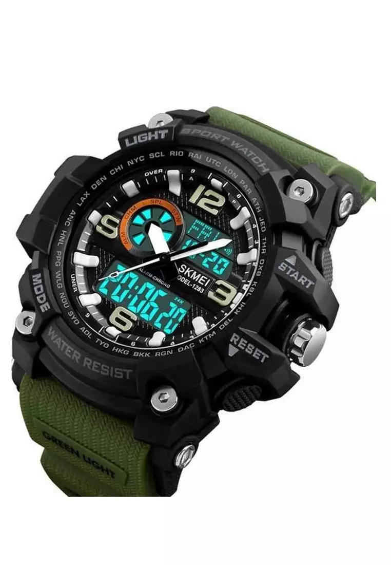 Jam Tangan Casual Digital Analog Pria LED Waterproof Strap Tali Material Silicone HG51 ORIGINAL