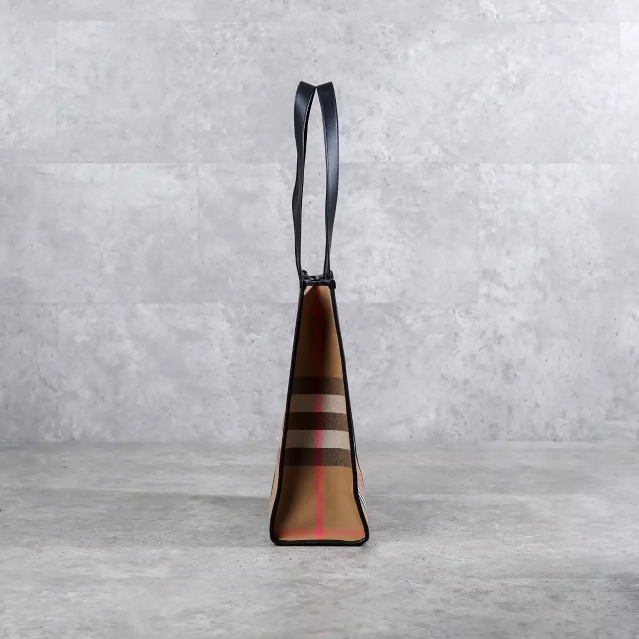 Tas BURBERRY CHECK BEIGE BLACK CANVAS SHOPPER BAG 100% ORIGINAL