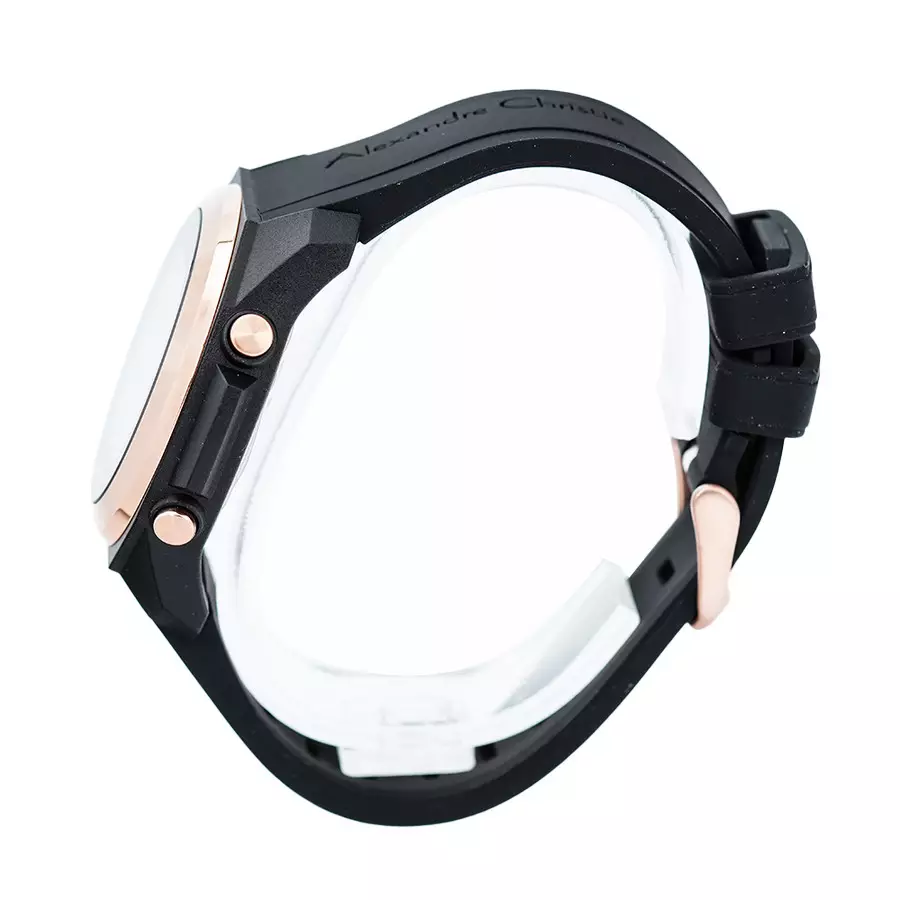 Alexandre Christie 9342 Karet Black Ring Rosegold Digital