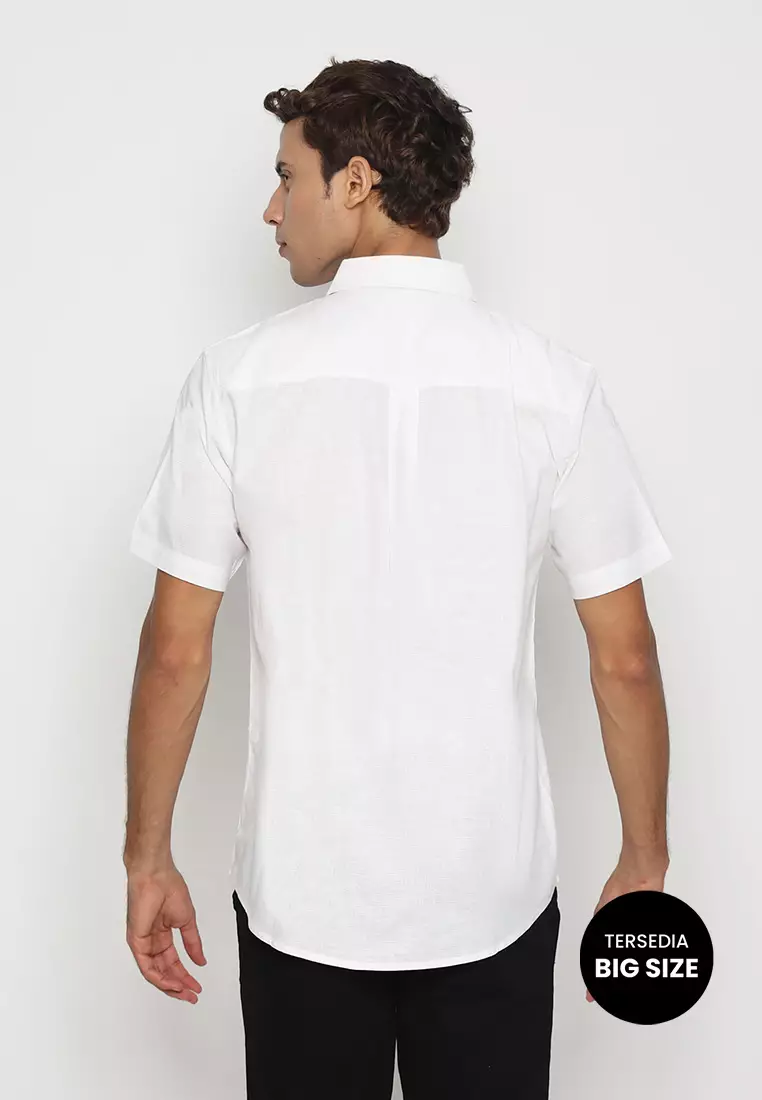 RBJ Kemeja Polos Cotton Slub Putih Regular Fit Big Size