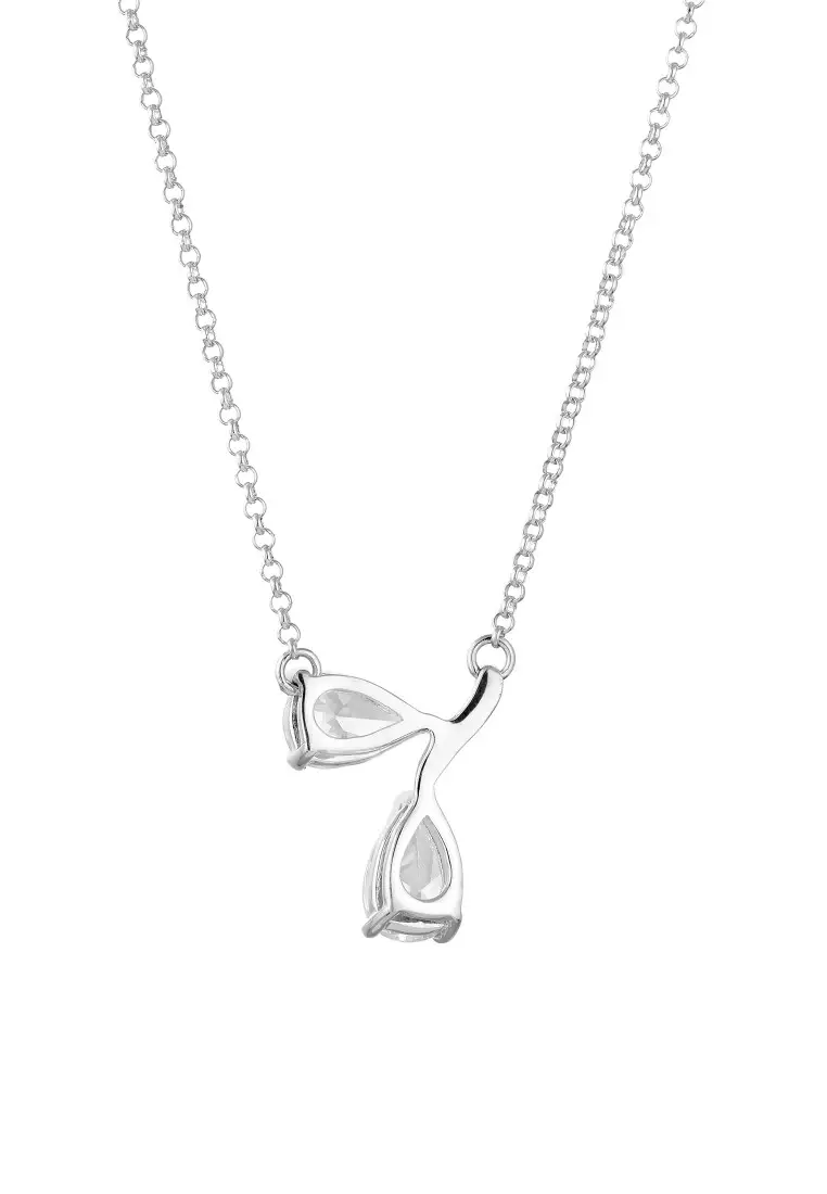 Kalung Perhiasan Perak 925 Wanita White Zirconia Drop