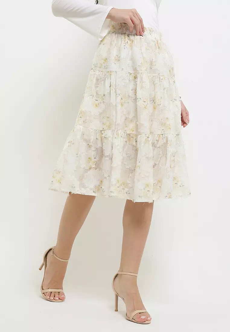 Jual Chic Simple 3 Tiers Flo Print Midi Skirt Original 2026 | ZALORA ...