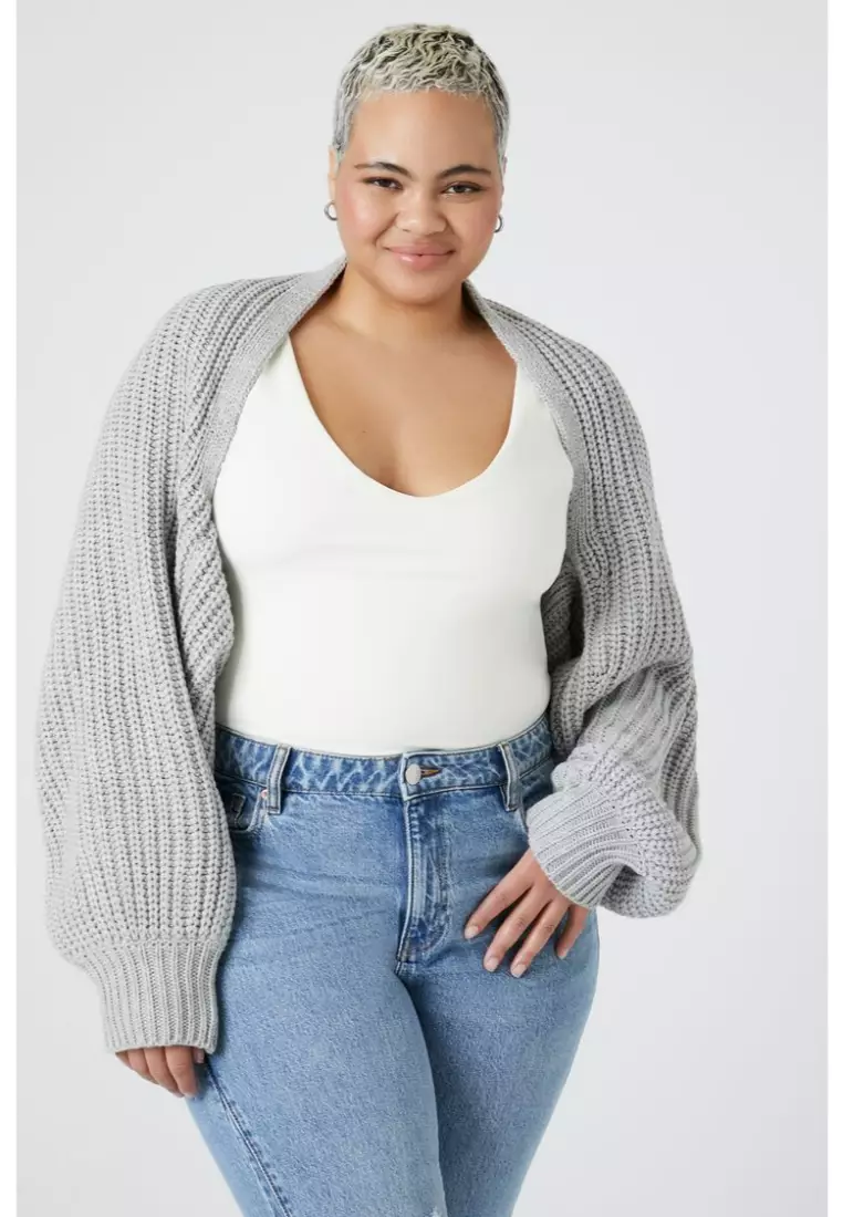 Grey shrug plus size hotsell