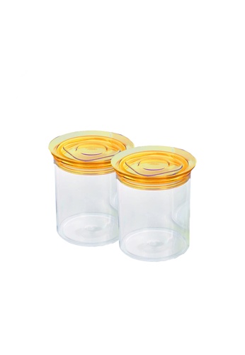 Biesse Casa Biesse Casa 2 Pcs Set 1000ML Round Airtight Canister with Silicone / Food Storage Container / Spice Jar Container - Green / Yellow / Blue 4EB62HL0D5D33CGS_1