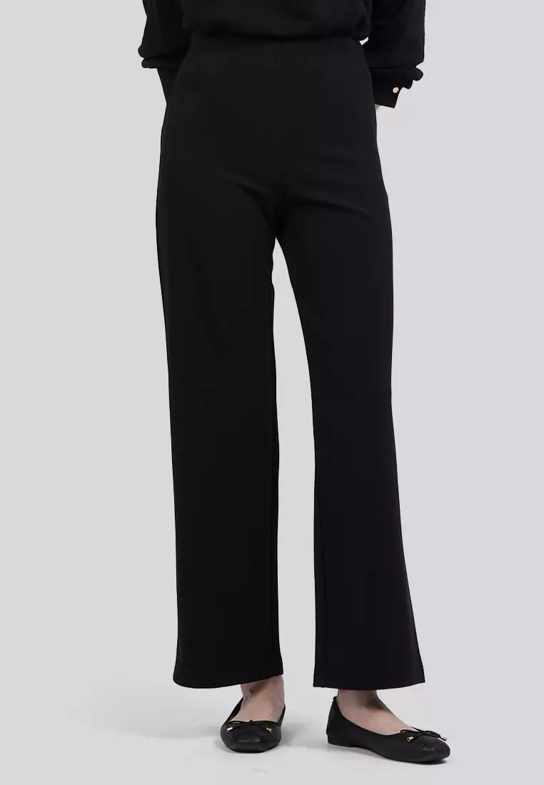 Straight Knit Pants with Slit Details