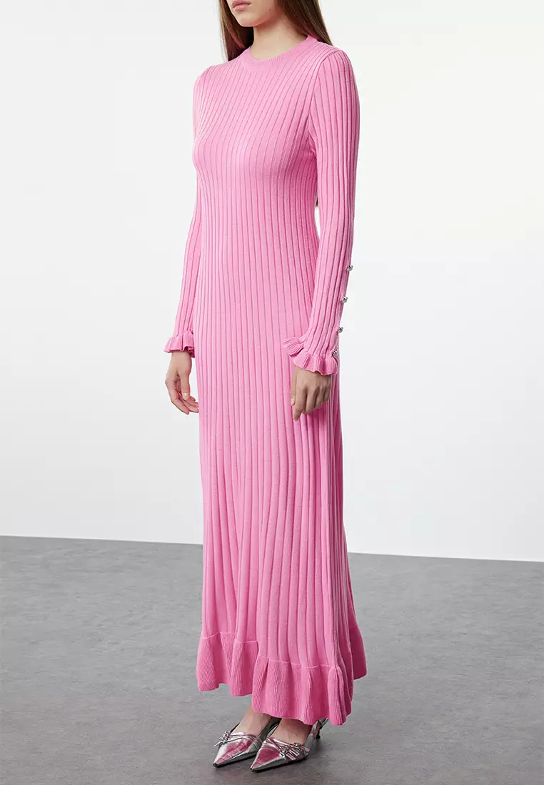 Straight Frill Hem Knitted Dress