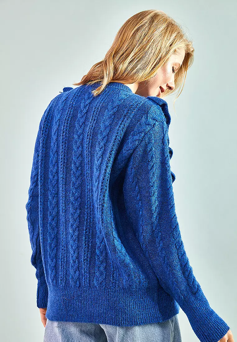 Openwork Ruffled Sweater