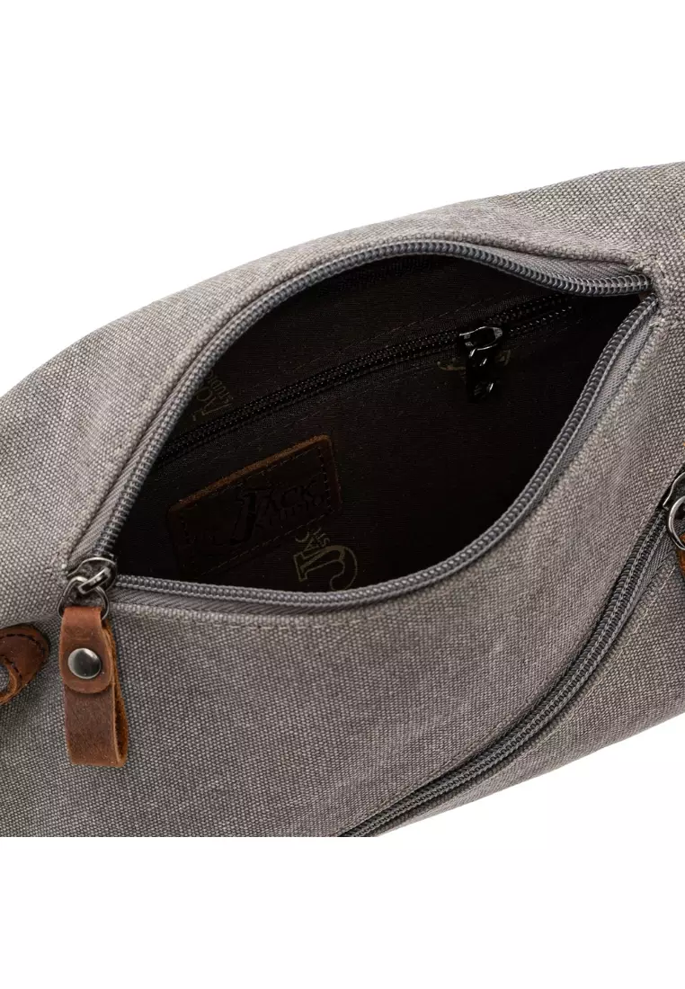 Men's Korean Style Canvas Leather Outdoor Casual Small Crossbody Single Shoulder Men's Bag BAD 21006