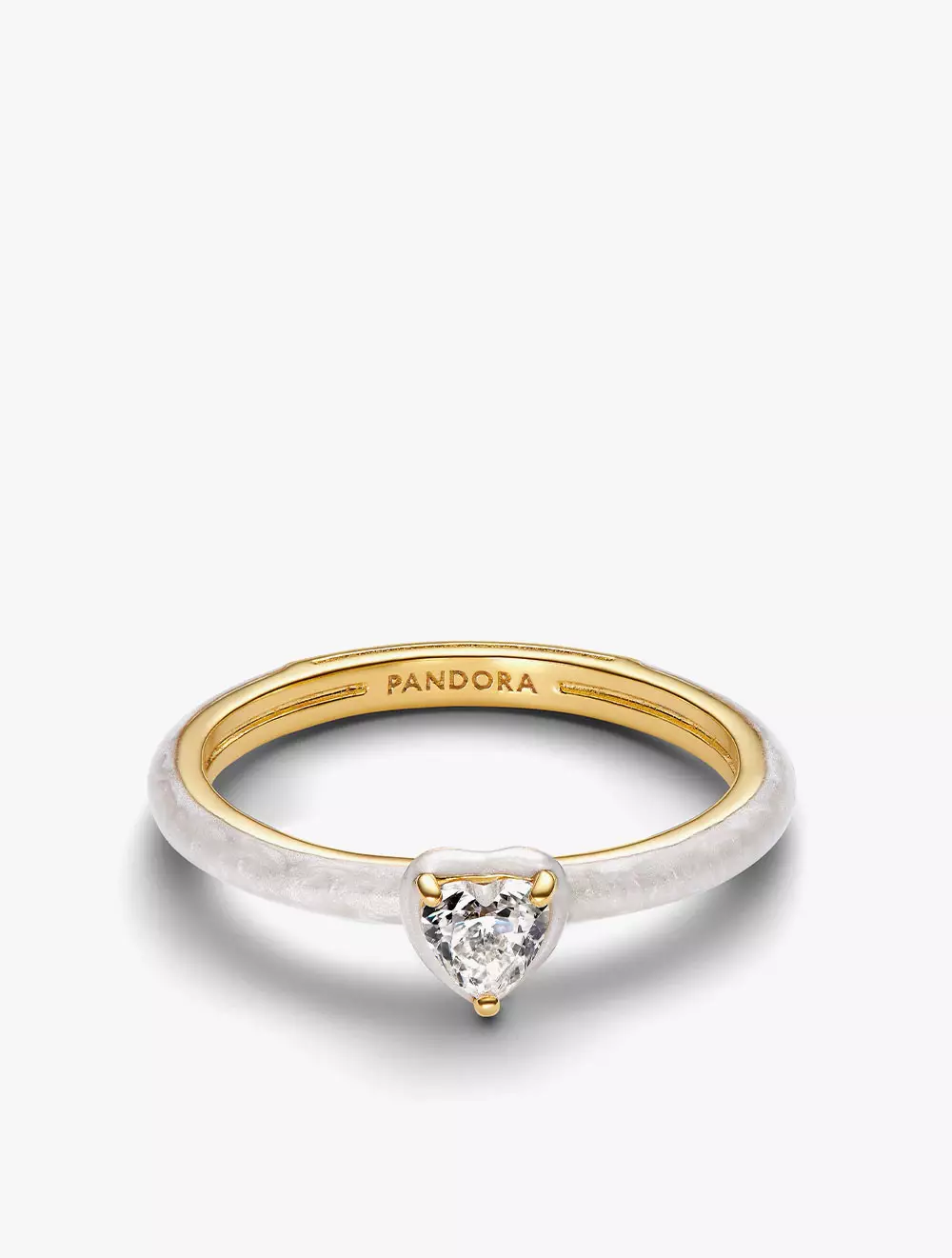 Jual PANDORA White Chakra Heart Ring, 14k gold plating 52