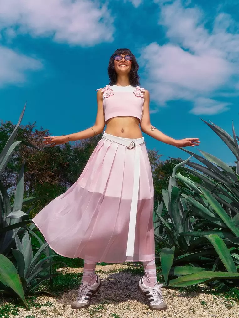 Buy Pomelo Pleated Layered Skirt with Belt Pink 2025 Online ZALORA