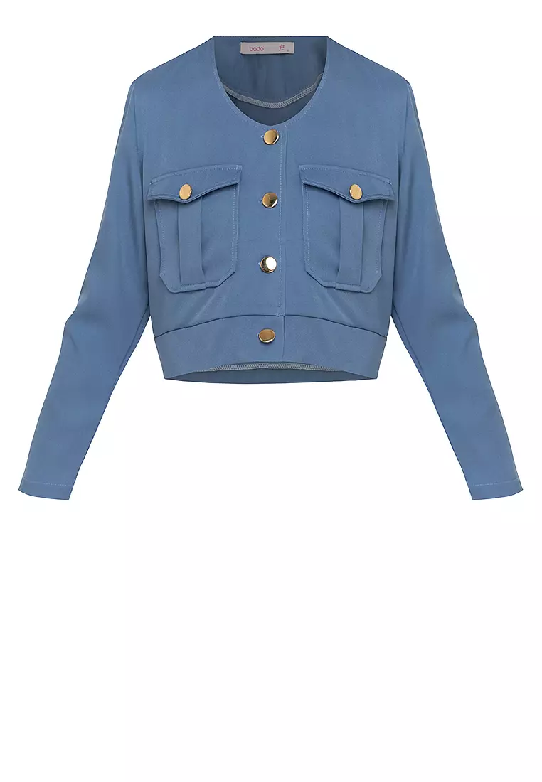 Layken Collarless Button Down Jacket