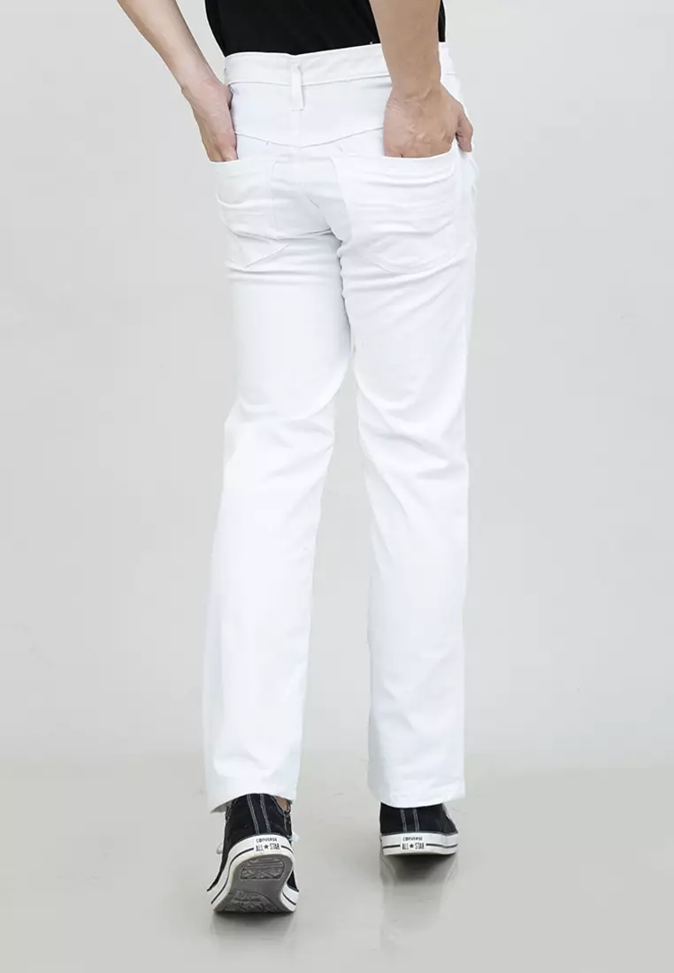 Houseofcuff Celana Chino Panjang Pria Slim fit Stretch Jeans Putih