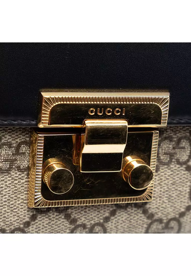Pre-Loved Gucci Small Gg Supreme Padlock Wallet On Strap