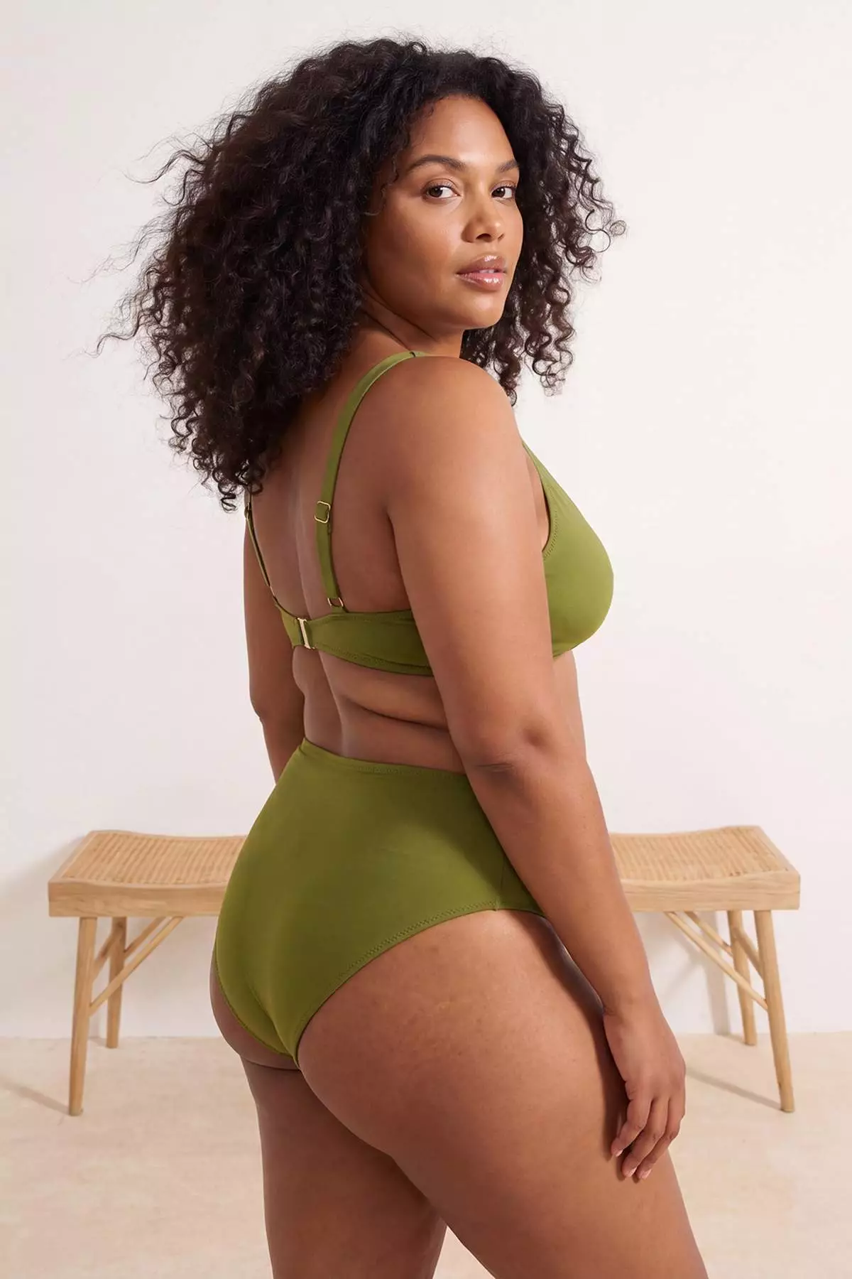 Khaki Plus Size Bikini Bottom With Shell Accessories Tbbss26Cr00005