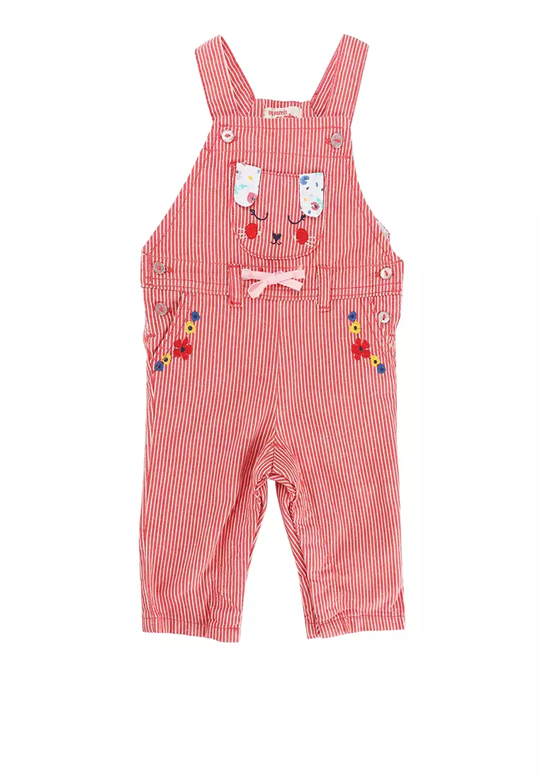 Red outlet denim overalls