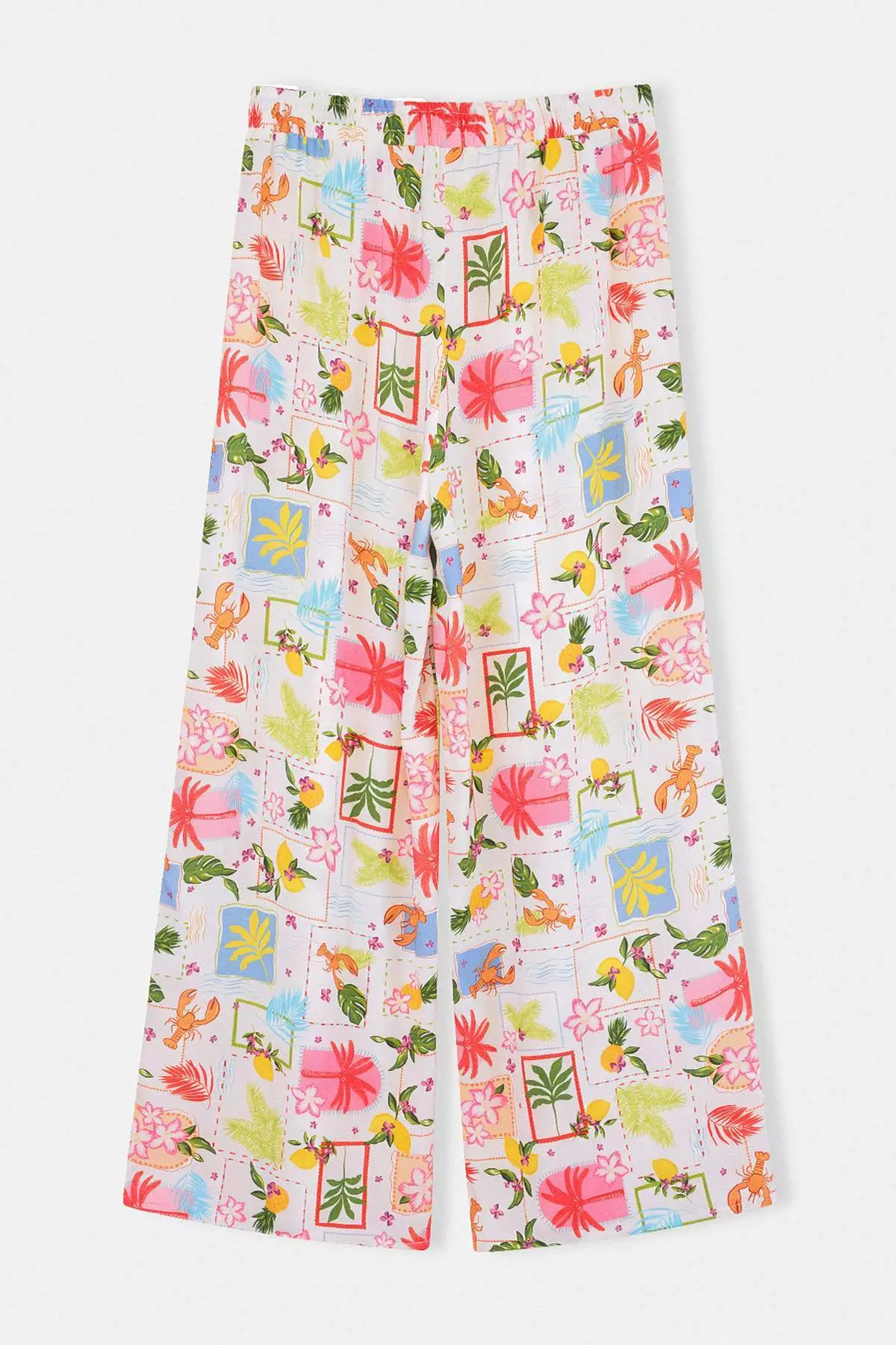 Beach Wear Multi-Colored Tropical Pattern Woven Pants Tbbss26Ar00018