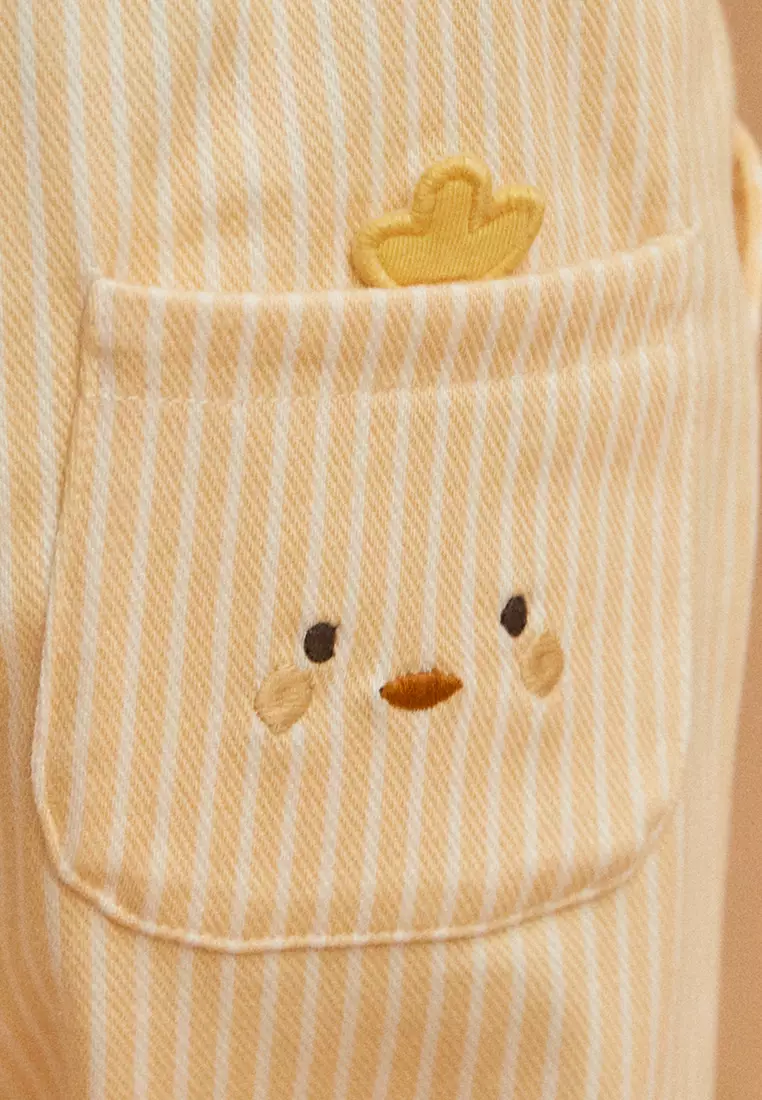 Buttery Yellow And White Striped Pants