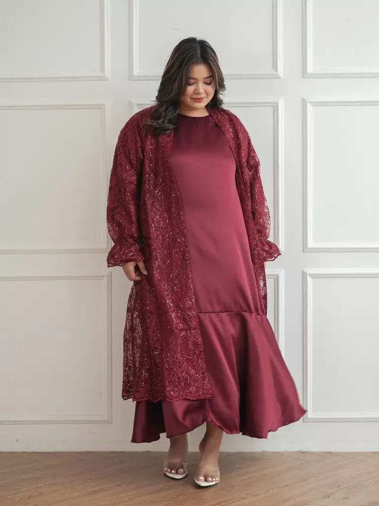 xtramiles Ladies outer gailee set with long sleeve inner maroon maroon