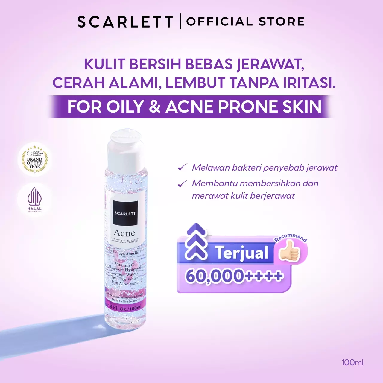 Scarlett Whitening Acne Facial Wash