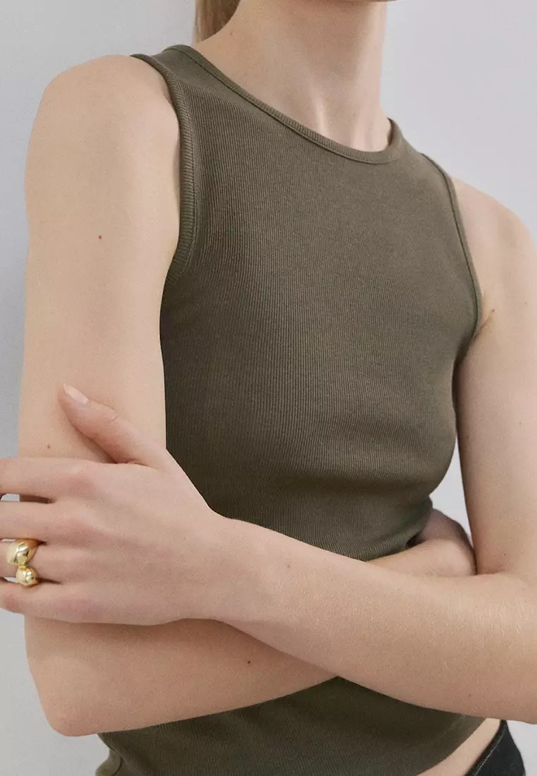 Ribbed Cotton-Blend Top