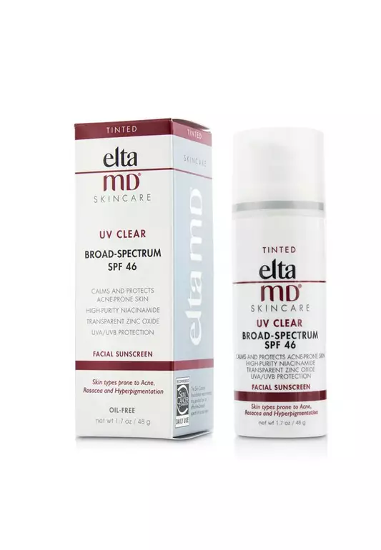 Eltamd - Uv Clear Facial Sunscreen Spf 46 - For Skin Types Prone To Acne, Rosacea & Hyperpigmentation - Tinted 48g/1.7oz