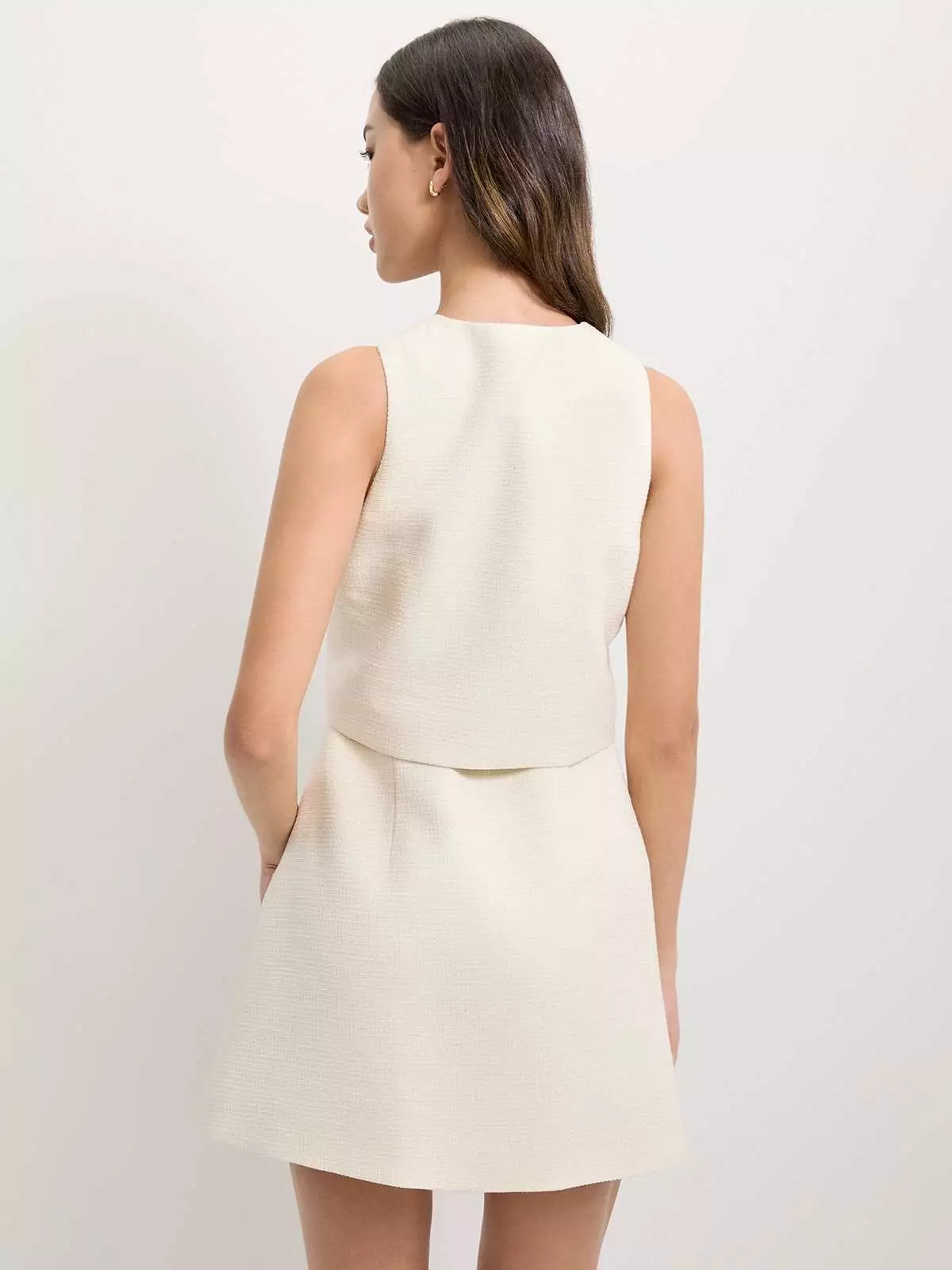 Tweed Layered Dress - Cream